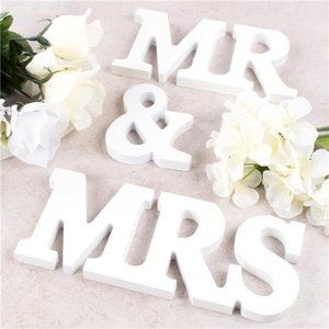 Outlet White Wooden Mr and Mrs Signs Wedding Present for Party Table Top